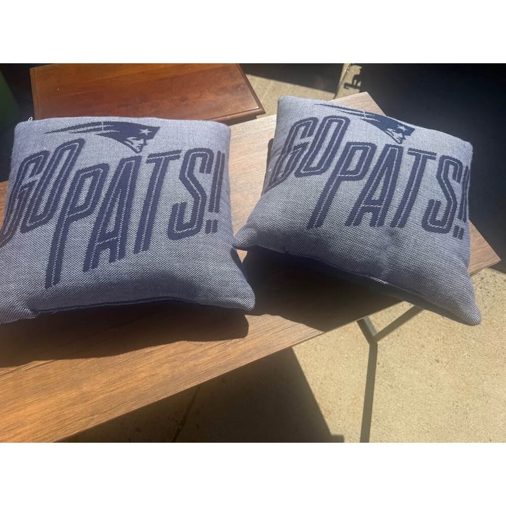 Pair of New England Patriots Football Knit Throw Pillows - Picture 6 of 6
